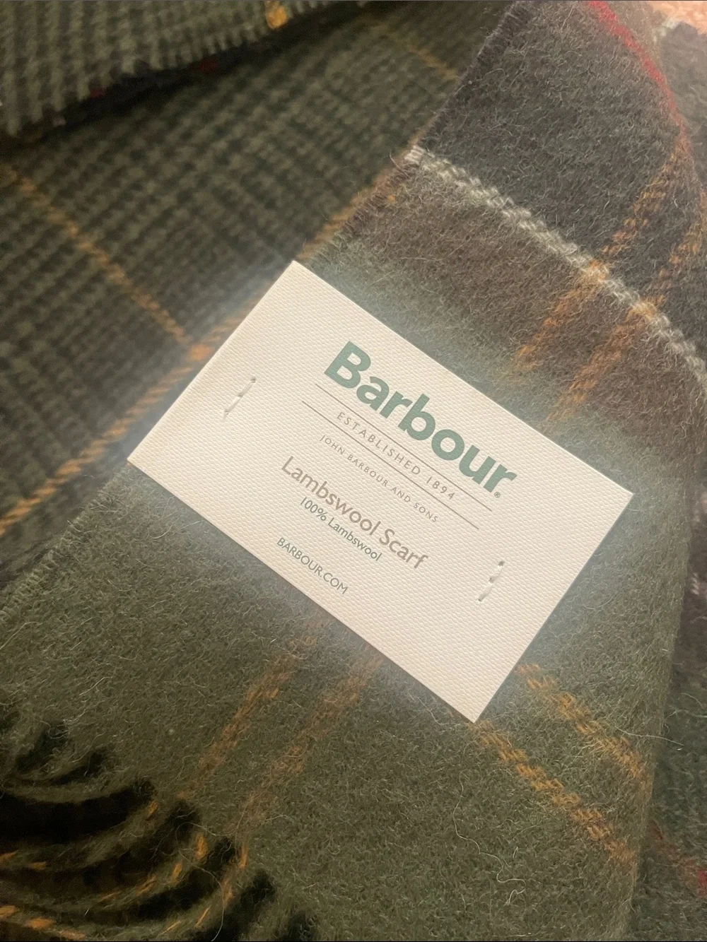 Barbour unisex Plaid Wool Scarf reversible new 100% Lamb wool